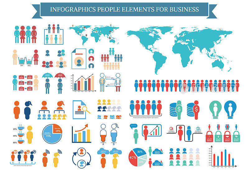 Collection of infographic people  elements for business.Vector illustration